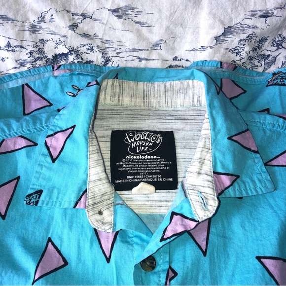 Rocko's Modern Life Nickelodeon Button Up Short Sleeve Shirt Men's S. - Picture 4 of 7